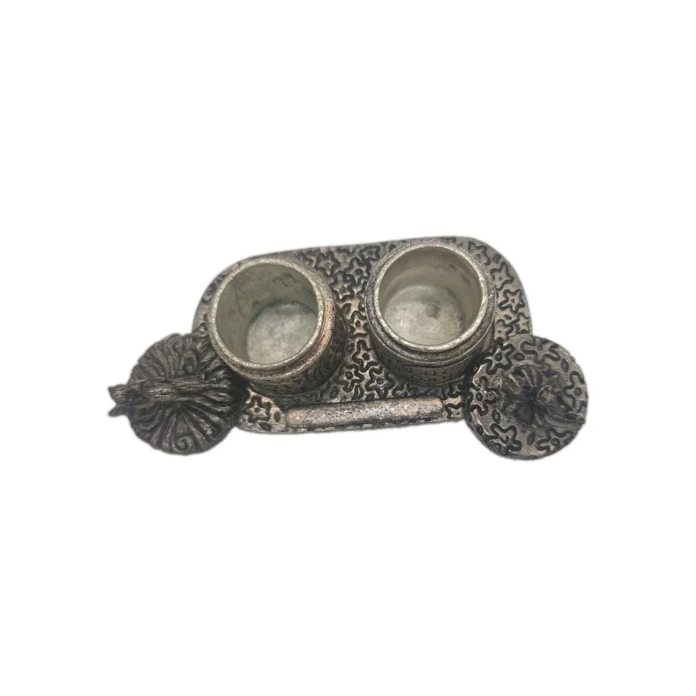 First Tooth & First Curl VINTAGE BabyKeepsake Boxes Set Pewter Fairy Theme